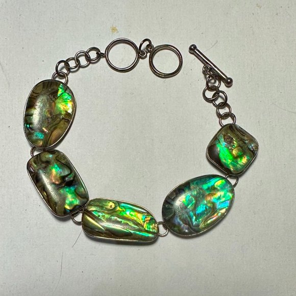 Abalone Sterling Silver Toggle Bracelet 8"